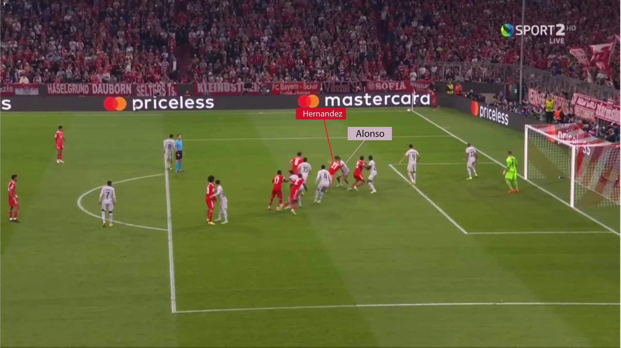 Hernandez using a body feint to create an orientation problem for Alonso