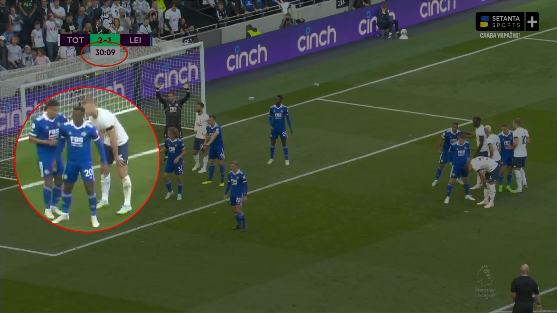 Dier again hiding behind his marker in a separate corner routine
