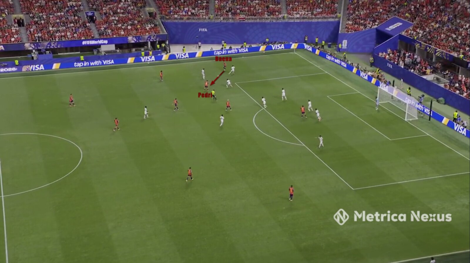 Olmo shifting left to pull Khaibari across