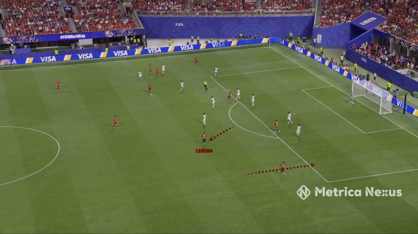 Rodri receiving, Lamine dropping, Porro overlapping